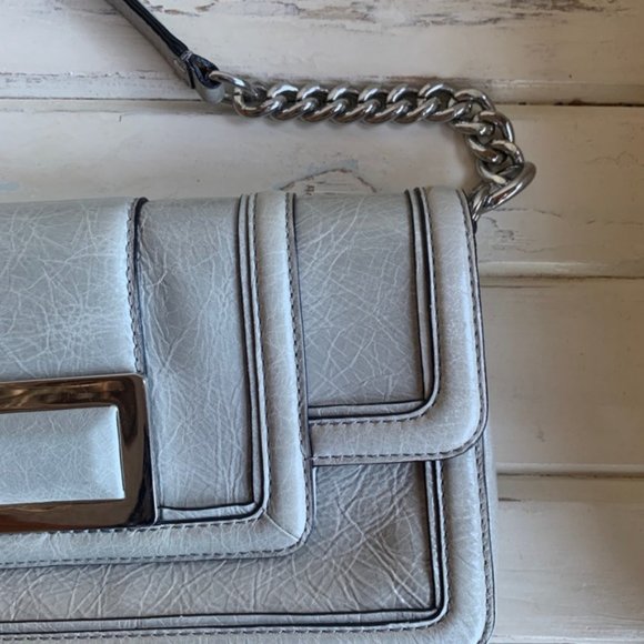 NWOT Banana Republic Gray Leather Shoulder Bag - Picture 4 of 6